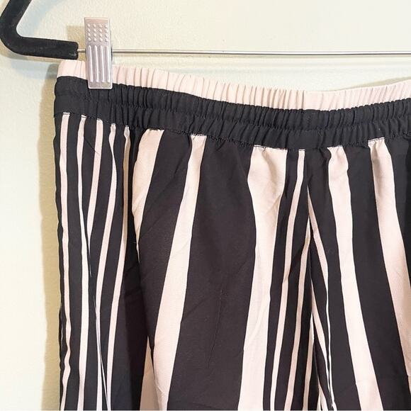 H&M Striped Drawcord Waist Straight Leg Pull-On Pants Black Size 10 - Picture 12 of 14
